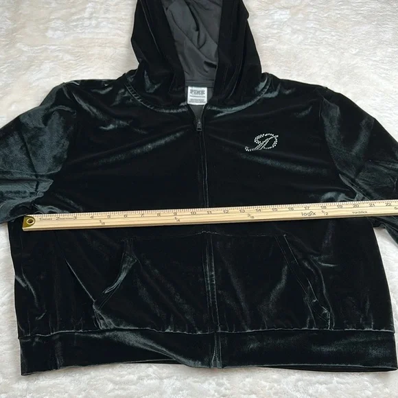 PINK Victoria's Secret Black Velvet Cropped Coat - Picture 7 of 13